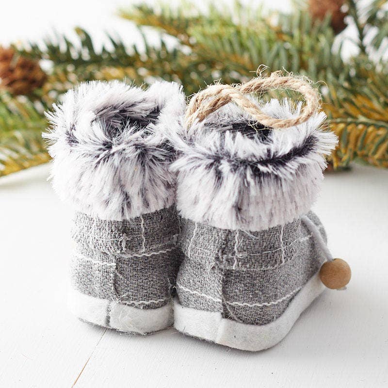 Factory Direct Craft - Wholesale Christmas Decoration - Decorative Grey Snow Boot Hanging Ornament1
