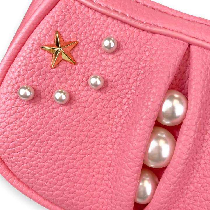 Doe a Dear - Wholesale Shoulder Bag – Kids - P50 B1310 Pearl Studs Mini Leather Shoulder Bag (4 Colors)14
