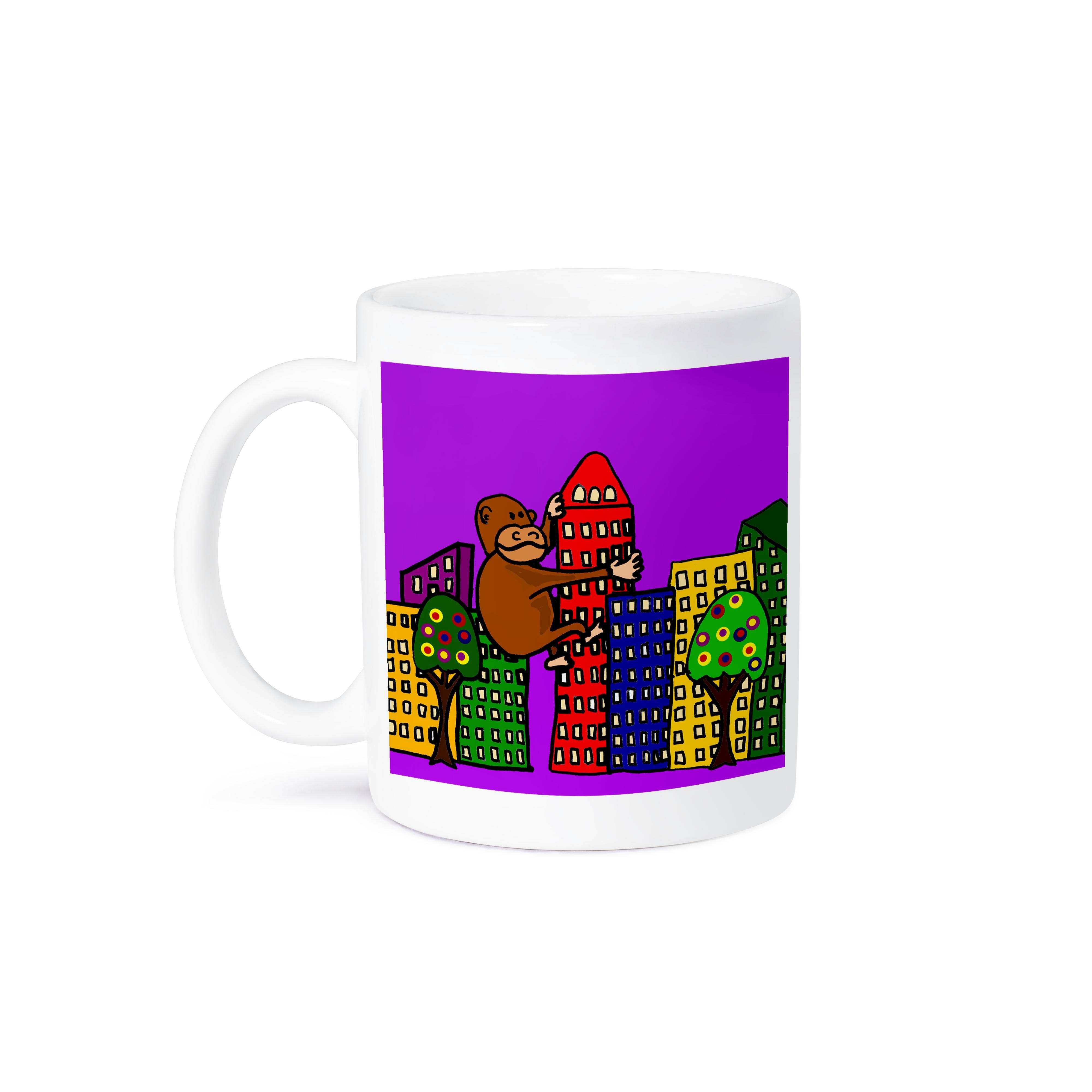 3dRose - Wholesale Coffee Mug - 3dRose, Funny Gorilla Climbing tall Building Folk Art, Mug8