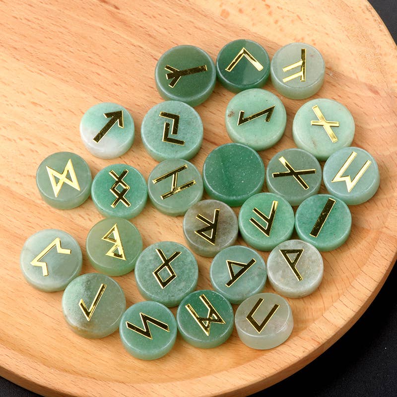 Gemcohub – wholesale Spiritual stone/crystal – Runes Natural Crystal Agate Rune Letter Disc Set Germanic5