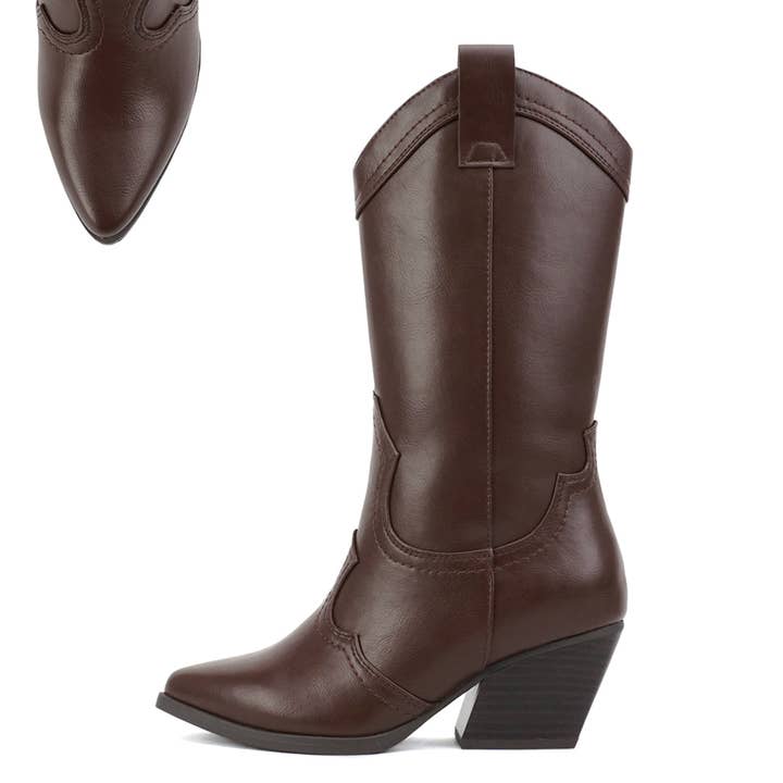 Mars Sky Shoes Wholesale - Wholesale Cowboy Boots - Women's - Soda Women Stacked Heel Western Cowboy Knee High Boots