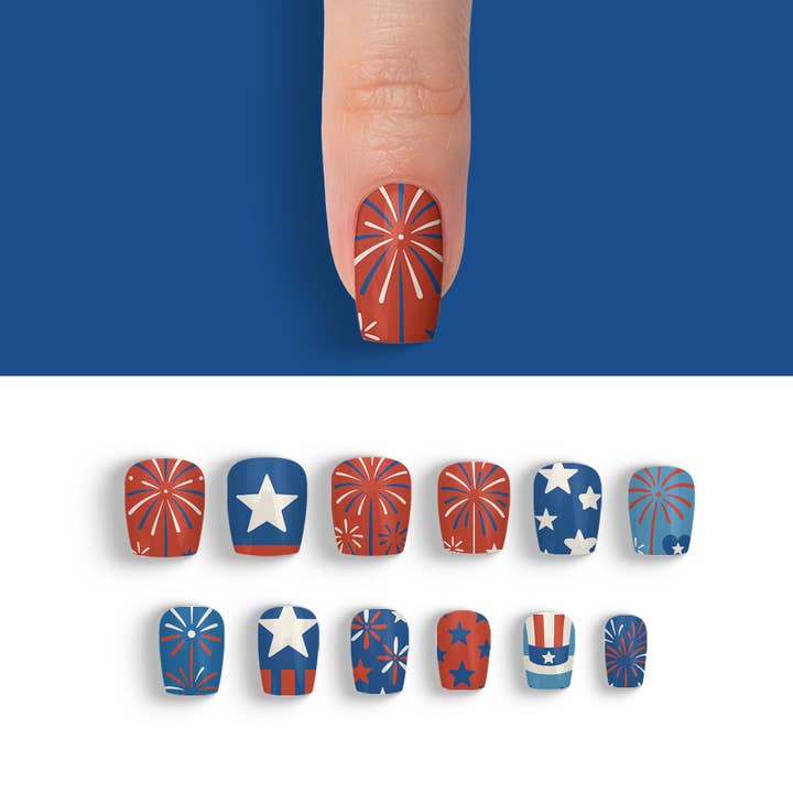 FYNE BODY - Wholesale Press-on/fake nails - Glitter Beam 4th of July Press-On Nails82