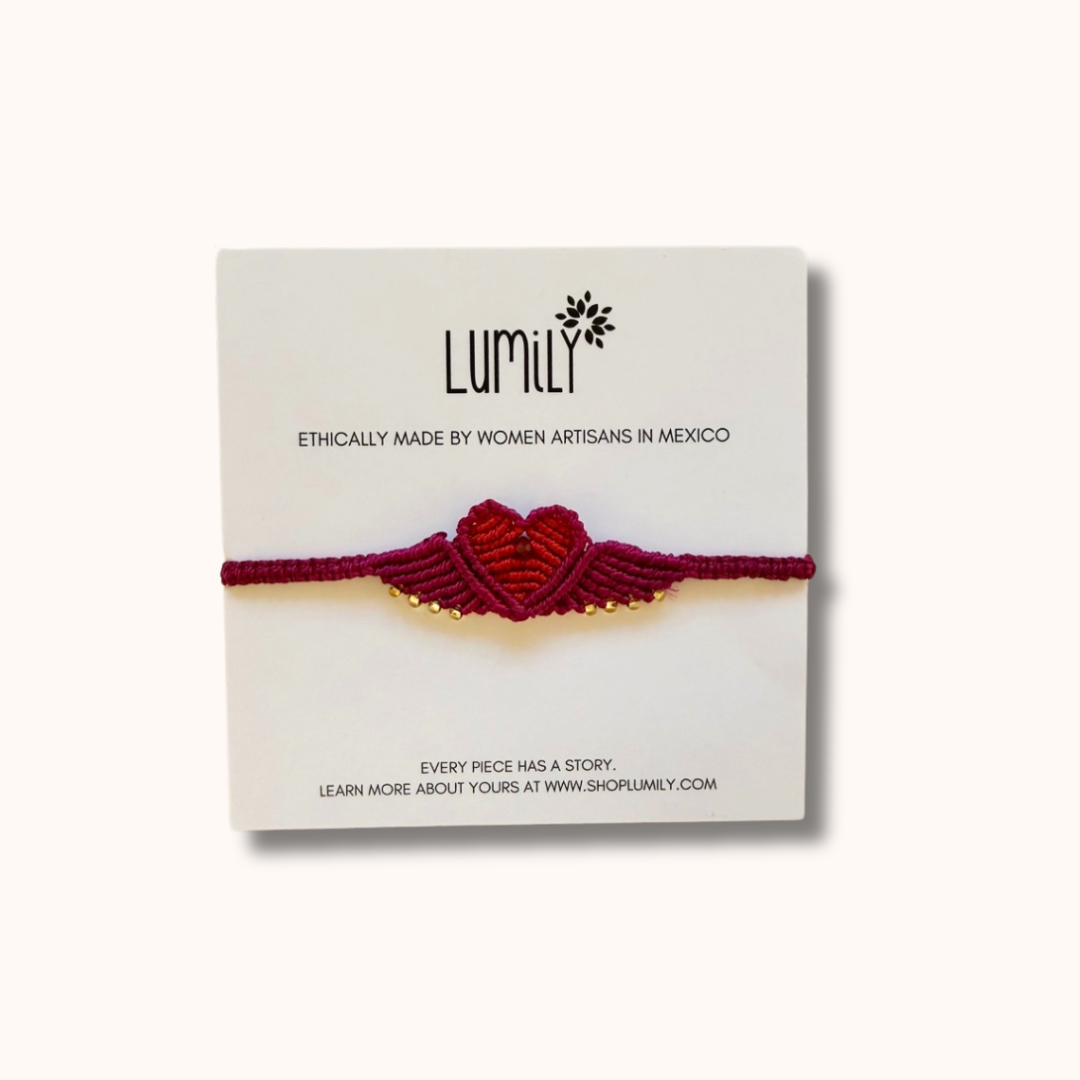 Lumily - Wholesale Woven/Braided Bracelet - Macrame Woven Heart Wings Pull String Bracelet - Mexico7