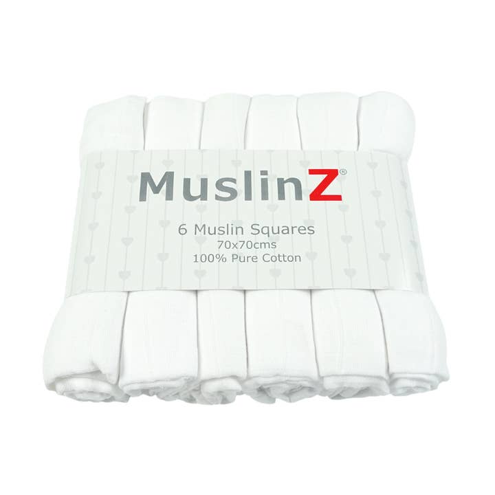 MuslinZ Confezione da 6 Panni di Mussola di Cotone - Bianchi per la vendita all'ingrosso da parte di Muslinz - MerryGoRoundUK Ltd