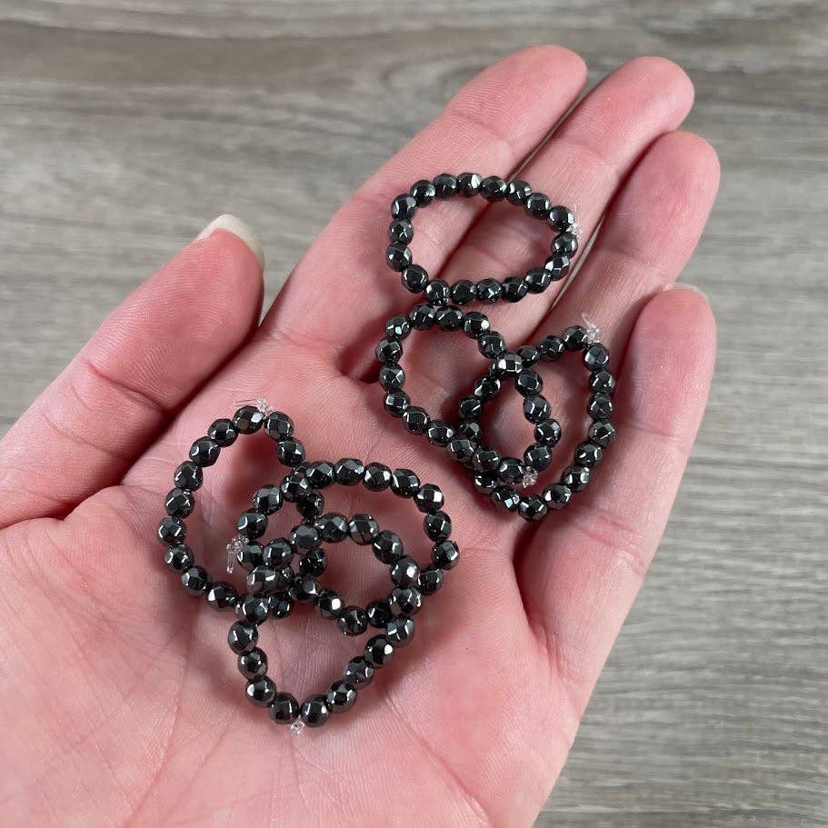 Keystone Crystals - Vente Anneau/bague à empiler - Bague extensible en hématite en gros | Bijoux en cristal ajustables2