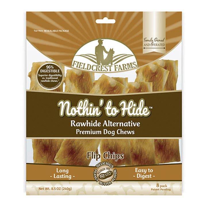 King Wholesale Pet Goods - Wholesale Pet Treats - Dog - Fieldcrest Farms Nothin' To Hide Flip Chips PB 8pk