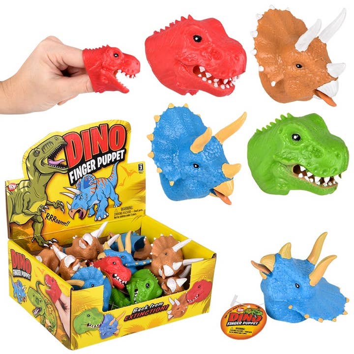 2" Stretchy Dinosaur Finger Puppet LLB Kids Toys for wholesale by La Luna Bella - Toys