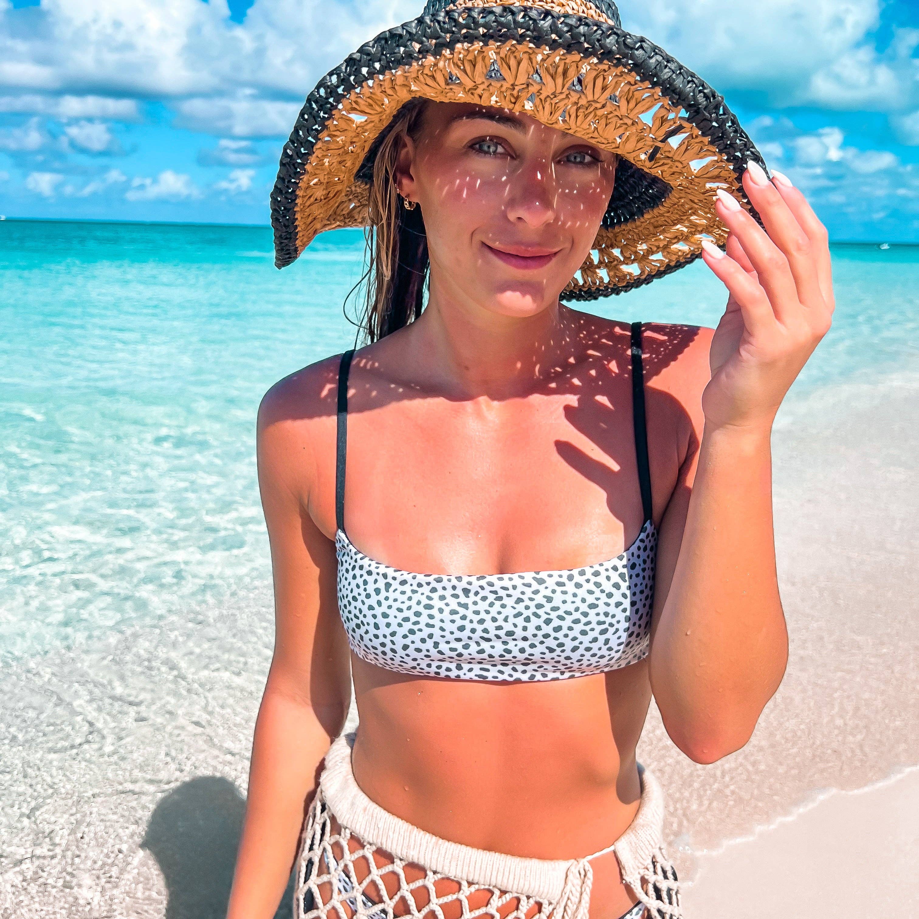 Bella Rea Swim - Wholesale Swim Top - Women's - Vanilla Pebbles & Tuxedo Black FIJI Top1