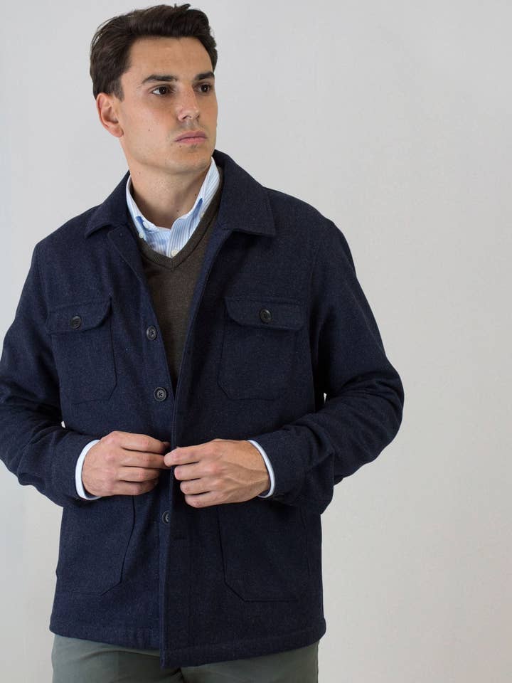 Marine Wollovershirt für den Großhandel von Patadegayo