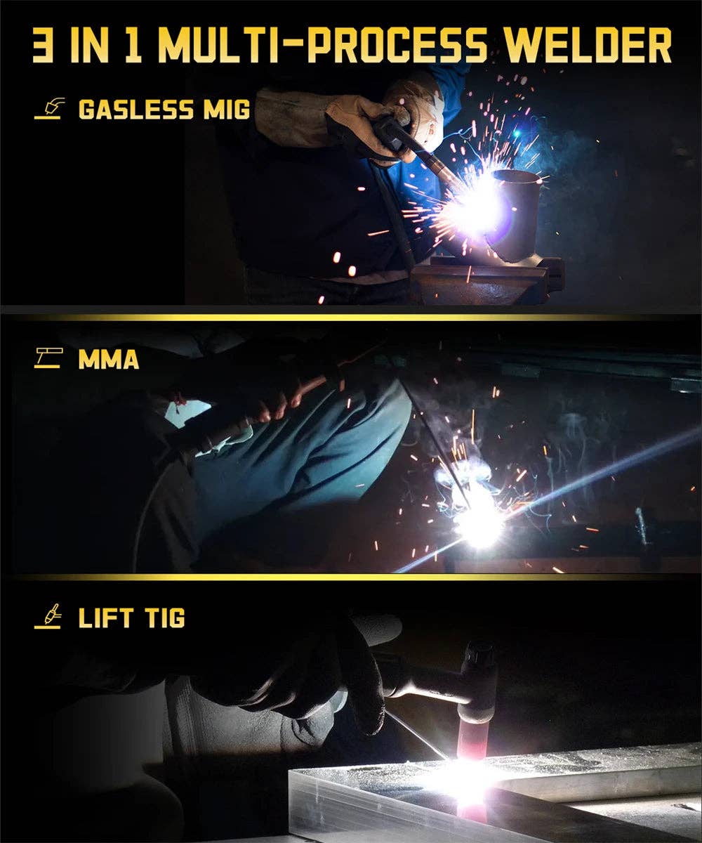 American Smart - Wholesale Kitchen Appliance - HZXVOGEN HVM140 3 in 1 Semi-Automatic Inverter Mig Welding Machine MMA/Gasless MIG/Lift TIG IGBT Non Gas Welder Synergy Tool20