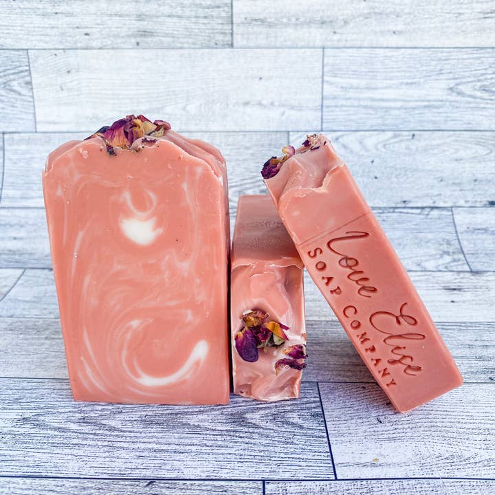 Rose Petal bar soap for wholesale by Love Elise Soap Company