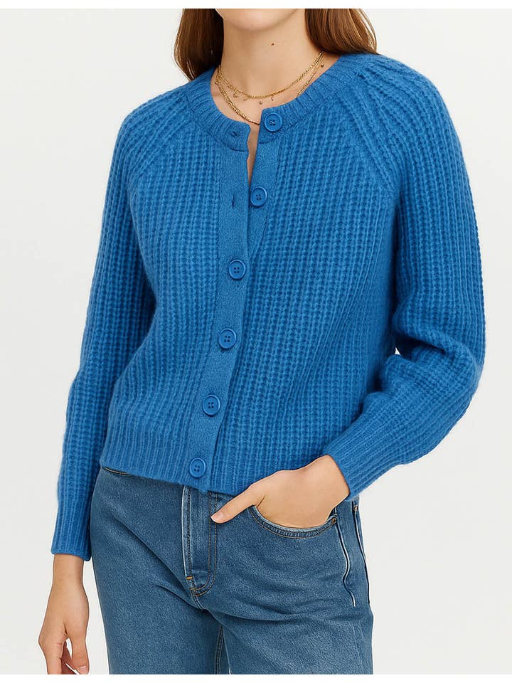 Sweetkama - Wholesale Cardigan - Women's - Ladies Solid Color Ribbed Knit Button Front Crop Cardigan2