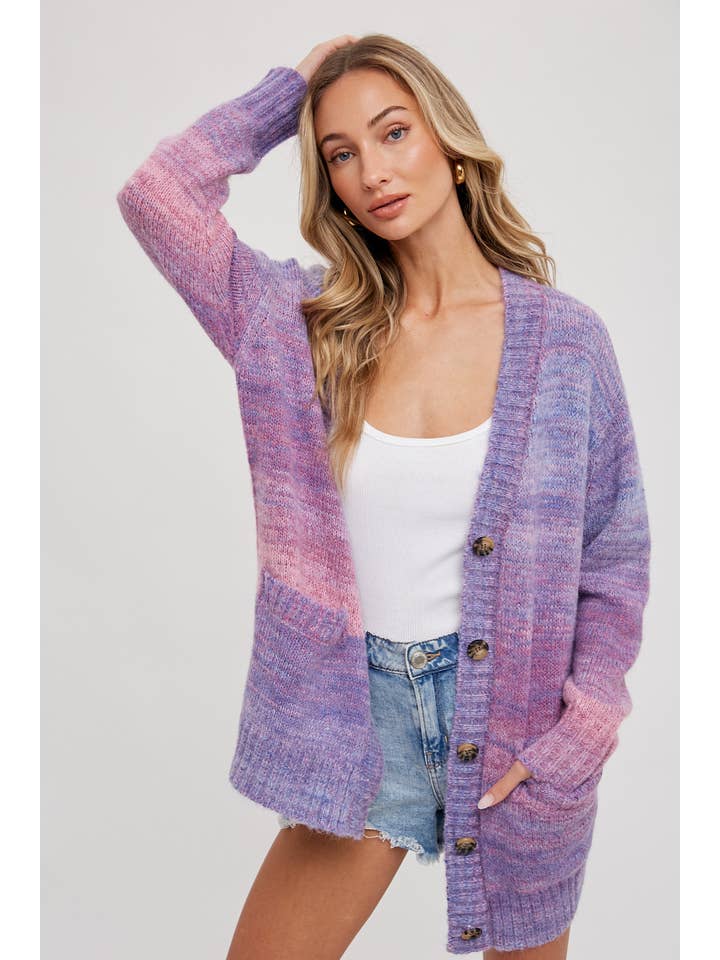 Bluivy - Wholesale Cardigan - Women's - TIE-DYE KNIT SWEATER CARDIGAN