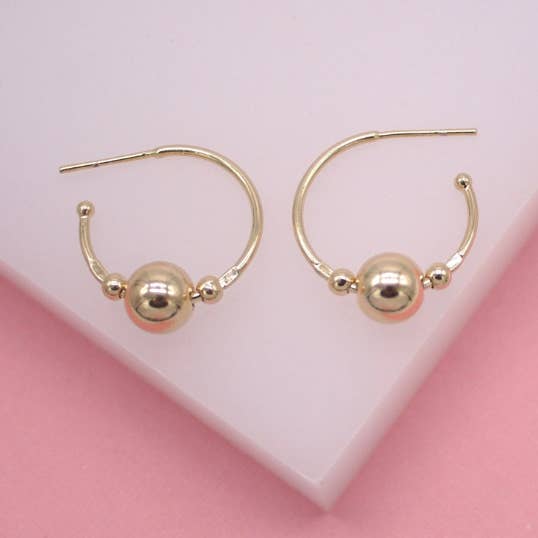 18K guld fyldt runde Beaded Hoops for engroshandel hos MIA Jewelry