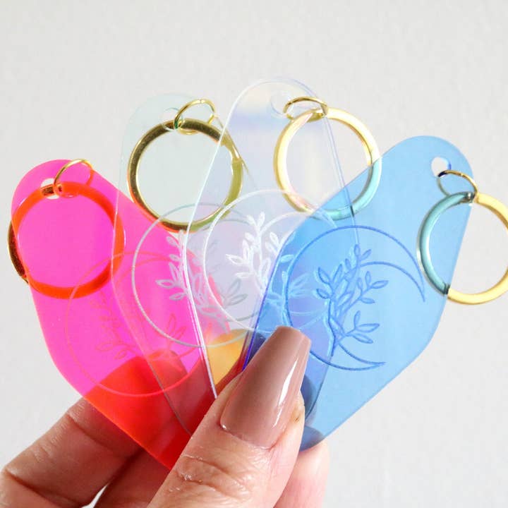 floral moon motel keychain | CHOOSE YOUR COLOR for wholesale by Everthine Designs