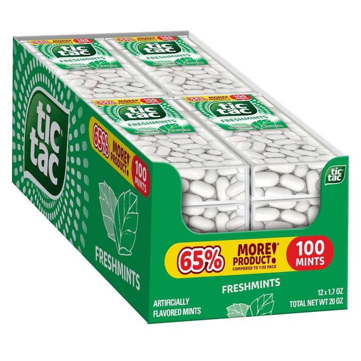 Long Island Candy Factory - Wholesale Mints - Tic Tac White Freshmint Breath Mints 100 ct 1.7oz 12 Pack