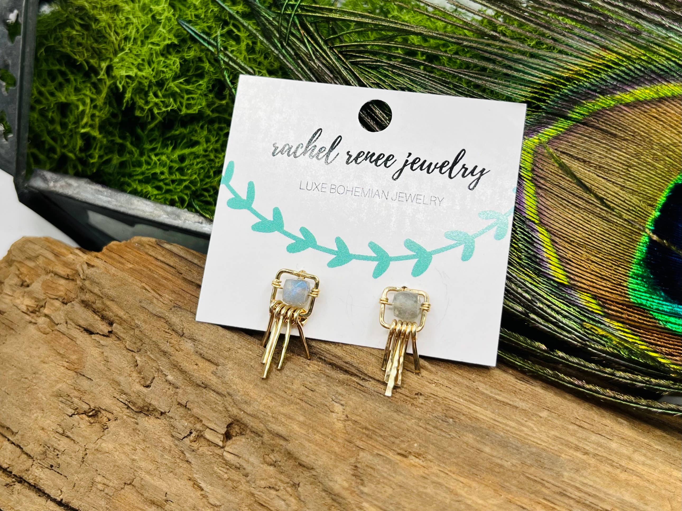 Rachel Renee Jewelry - Wholesale Dangle Earrings - GRETA Dainty Fringe Gemstone Studs - More Colors Available8