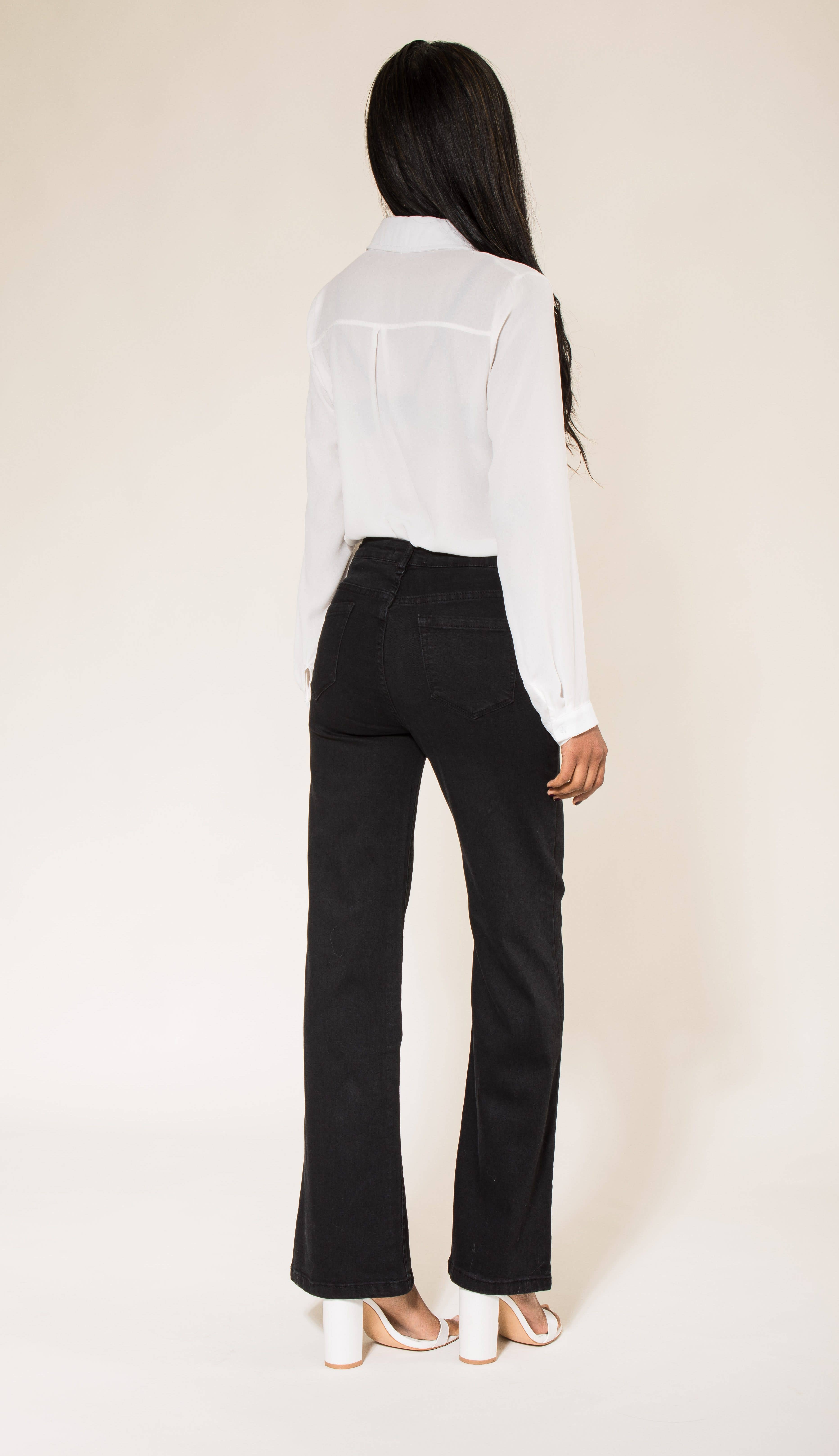 Nina Carter - Vendita all'ingrosso Jeans - Donna - Jeans a vita alta a zampa con tessuto elasticizzato P0807