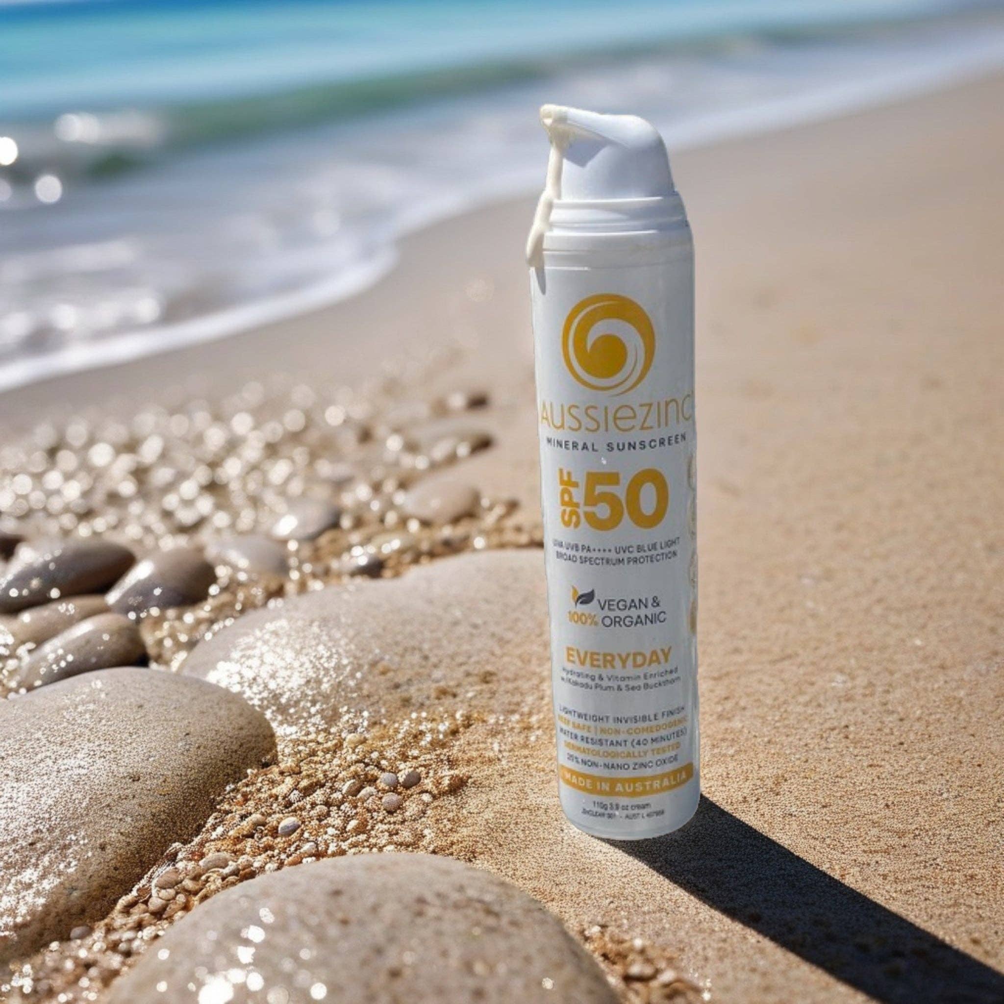 AussieZinc Mineral Sunscreen - Vente Crèmes solaires - Écran solaire minéral organique SPF50+ quotidien1