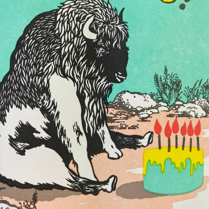 Old School Stationers - Wholesale Birthday Card - Buffalo & birthday cake!