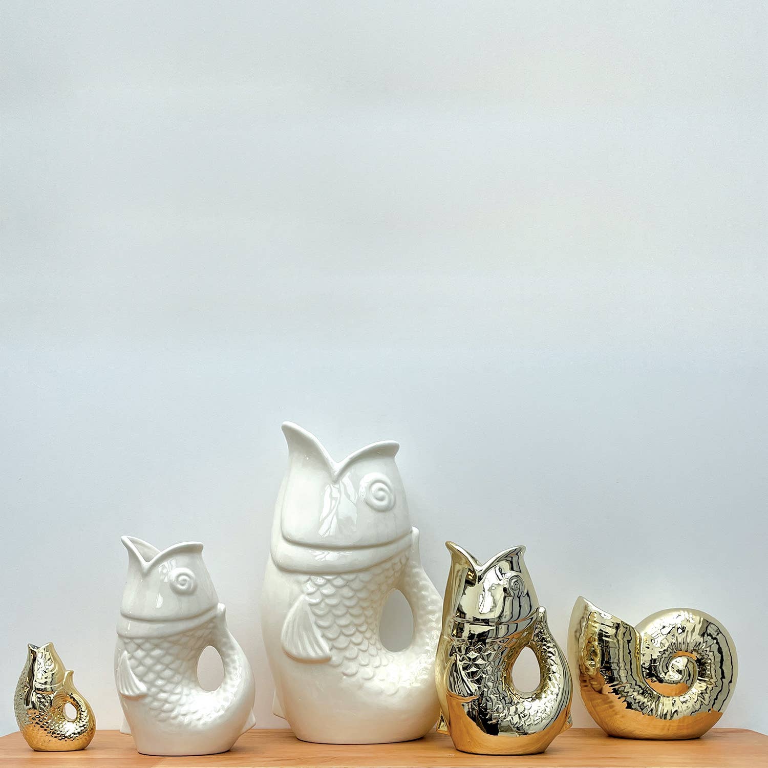 Opjet Paris - Vendita all'ingrosso Vasi - Vaso in ceramica a forma di pesce piccolo dorato L 8,2 x P 5 x H 12 cm2