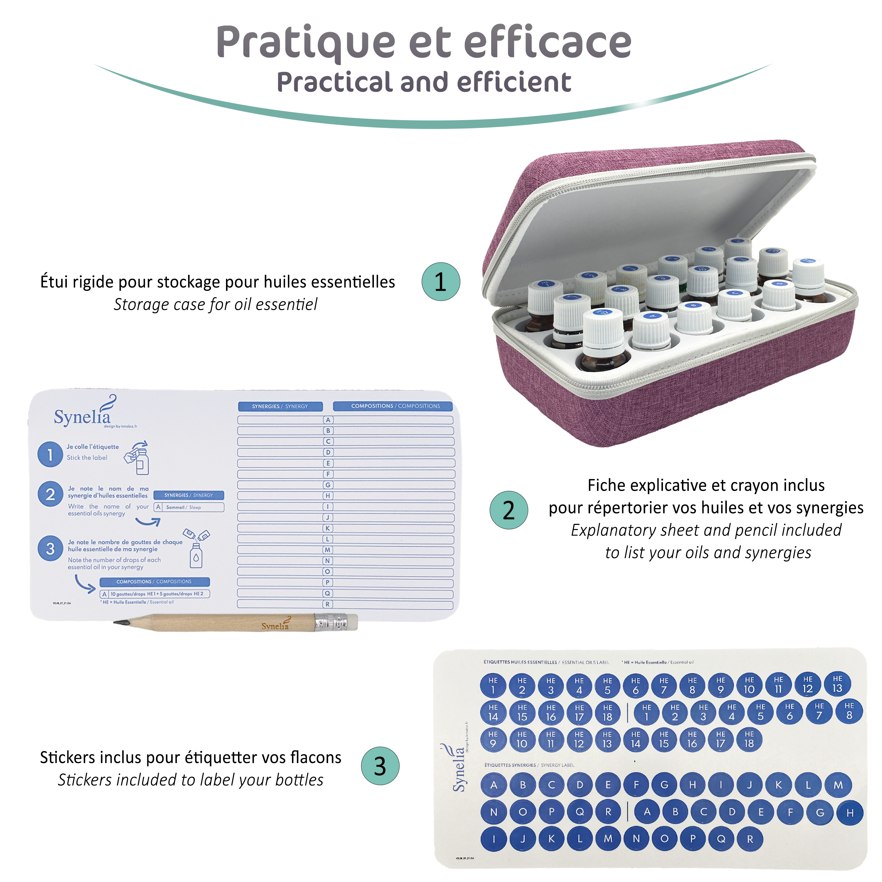 INNOBIZ - Wholesale Essential Oil Holder - Synelia case 18 essential oils - Purple3