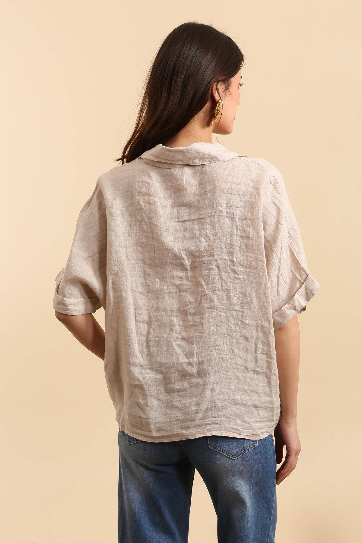 LÉA & LUC - Vente Chemise – femme - Chemise avec une fleur en 100% Lin REF. 2034120