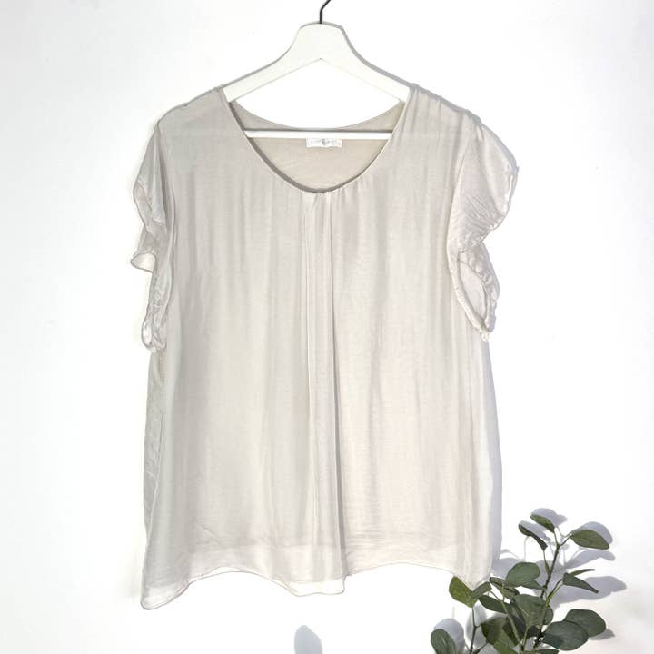 Tempest Designs - Venta al por mayor Blusa - Mujer - Top cuadrado de mezcla de seda con manga ligeramente acampanada (S-M)5