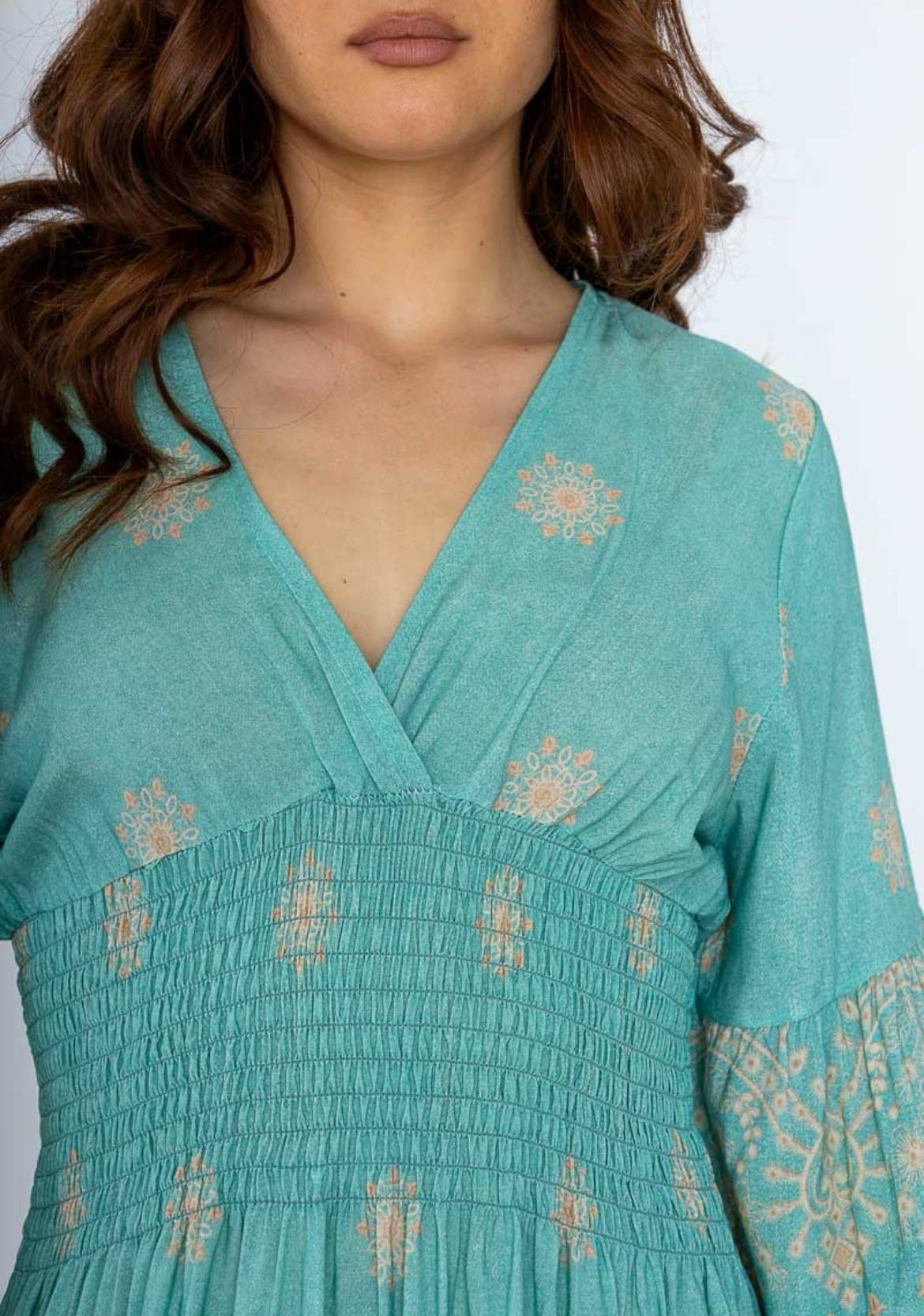 Nota bene - Wholesale Dress - Women's - Short smocked printed dress Art238659