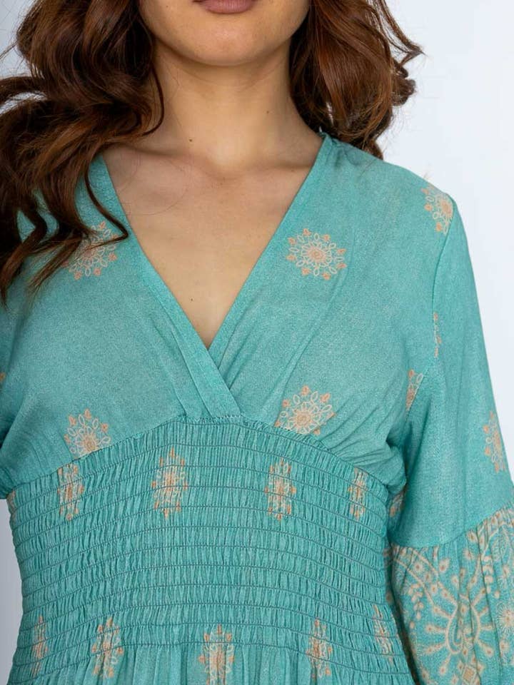 Nota bene - Wholesale Dress - Women's - Short smocked printed dress Art238659