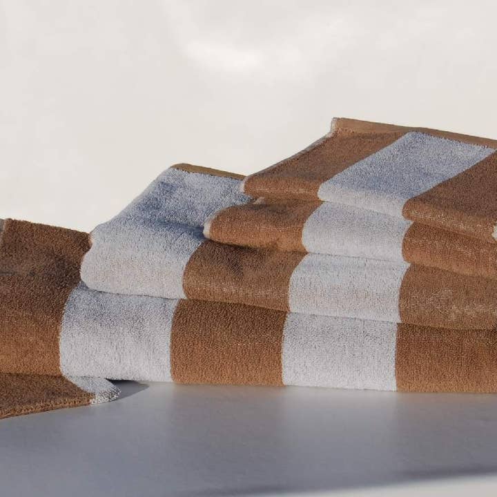 Saunahanddoek Handdoek Badhanddoek Strepen Bruin Wit 100x200 voor wholesale door vanOock – Handtücher