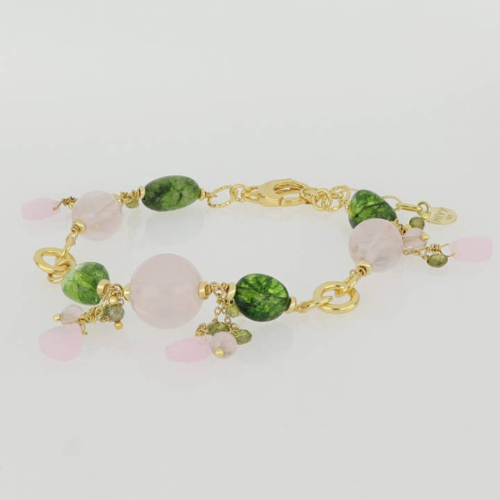 Bracelet en argent plaqué or avec pierres naturelles - Flora pour la vente par Nivy