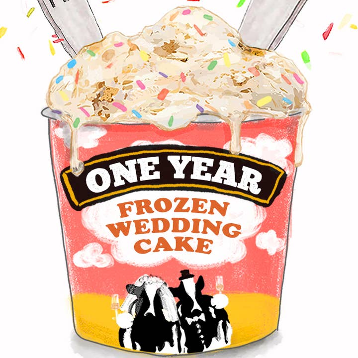Liyana Studio - Wholesale Anniversary Card - One Year Frozen Wedding Cake - Funny Anniversary Card