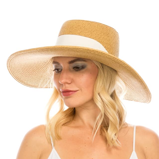 Chapeau de soleil à large bord - Chapeau de paille estival glamour pour la vente par DNMC