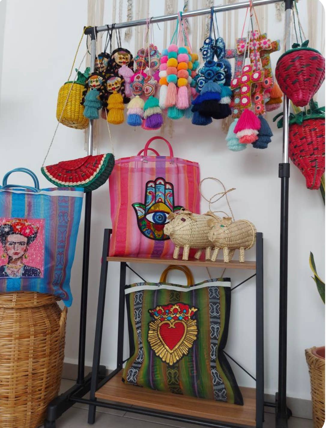 The Faria - Wholesale Beach Bag - Large Mexican Mercado Tote Bag - Heart1