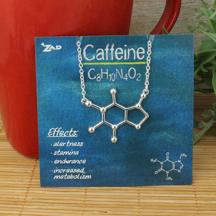 ZAD - Wholesale Pendant/Charm Necklace - Chemical Reactions Caffeine Molecule Necklace