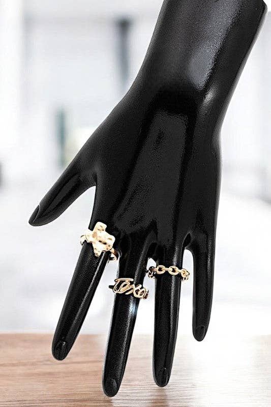 Worn Gold TEXAS STATE MIX RING SET for wholesale on Faire0