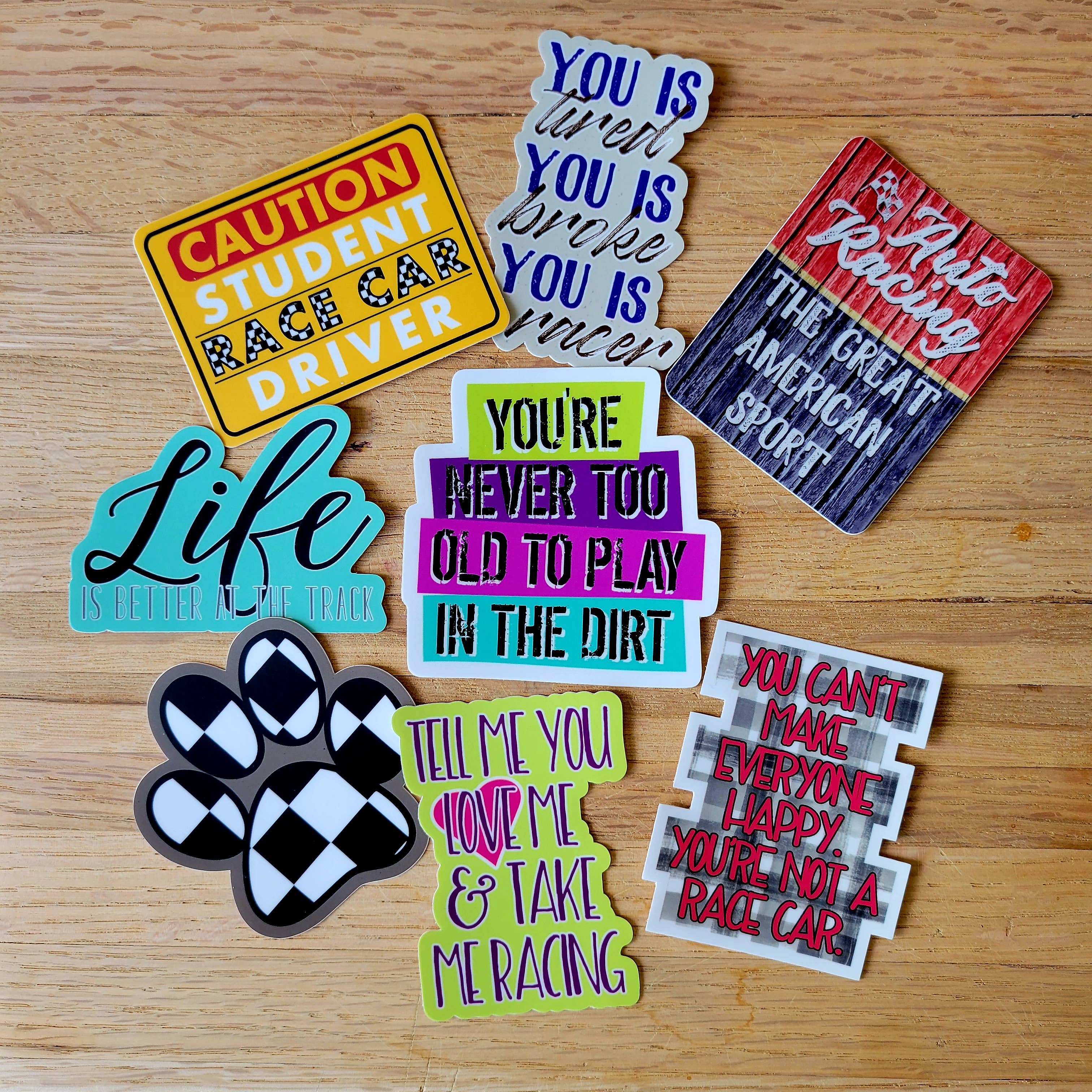 4 Left Turns - Vente Autocollant - Kit de démarrage Racing Stickers avec présentoir2