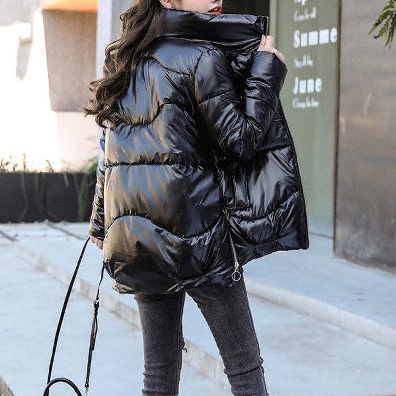 kycozy - Wholesale Puffer Jacket - Women's - Long Sleeves Solid Short Thick Winter Coat0