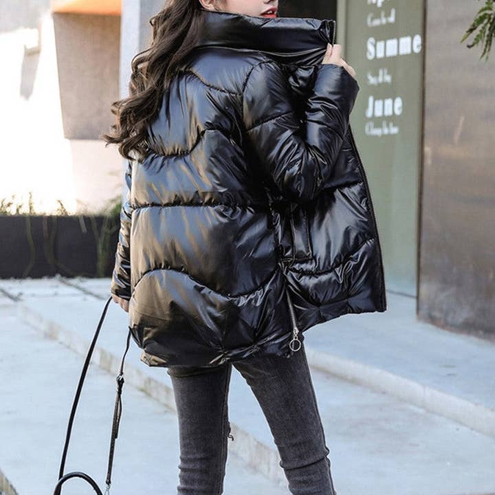 kycozy - Wholesale Puffer Jacket - Women's - Long Sleeves Solid Short Thick Winter Coat