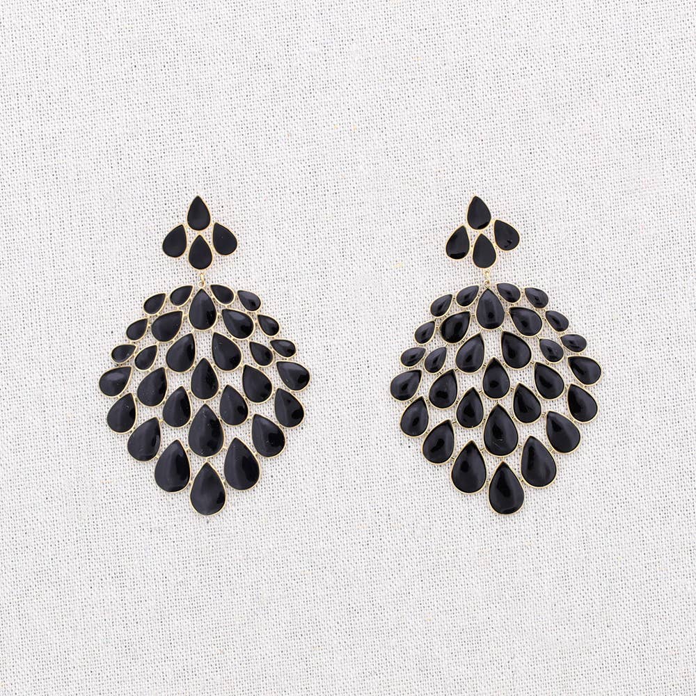 Sonata - Wholesale Dangle Earrings - Enamel Droplets Steel Earrings0