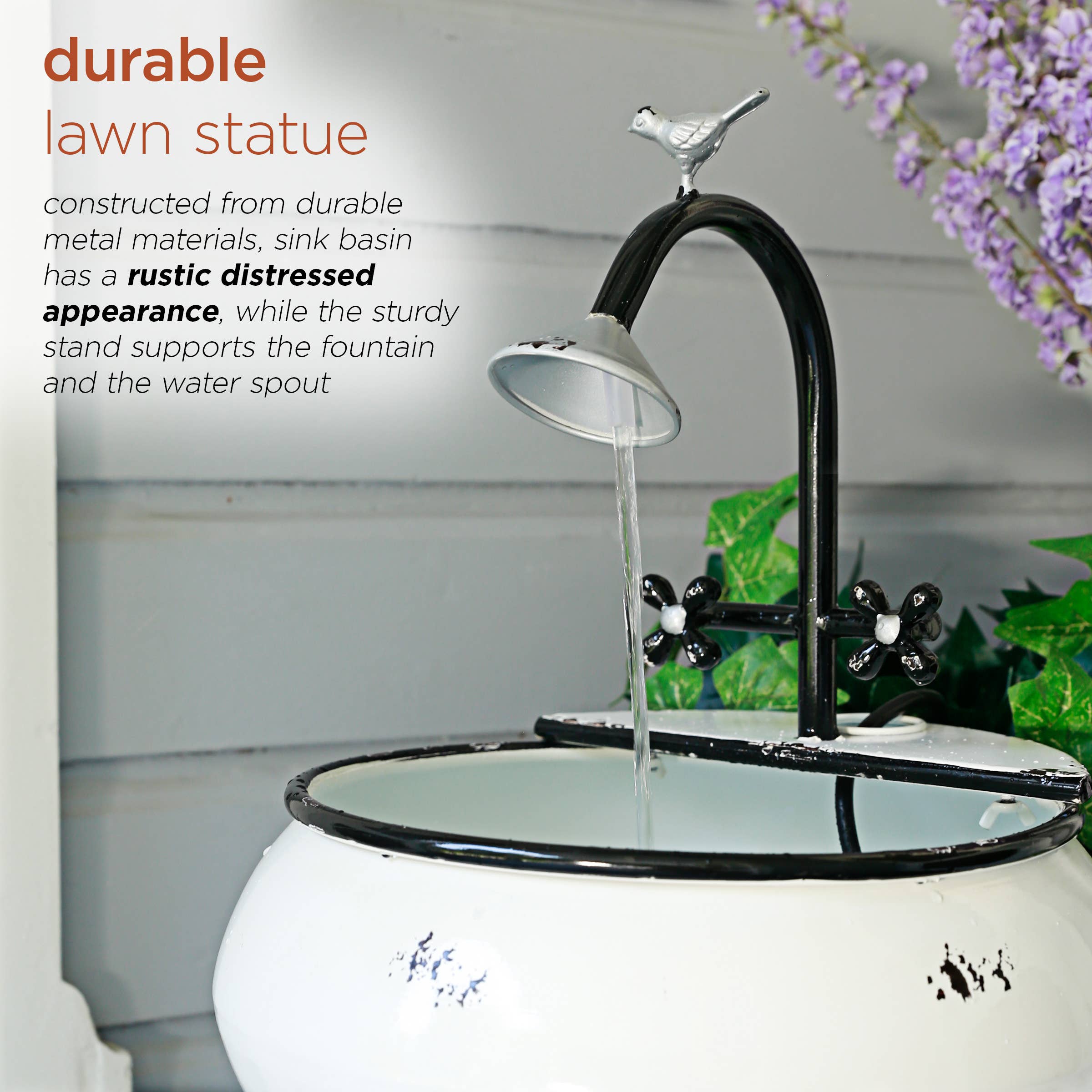 Alpine Corporation - Wholesale Outdoor Ornament/Decor - Alpine Corporation Outdoor Vintage Sink Fountain and Stand3