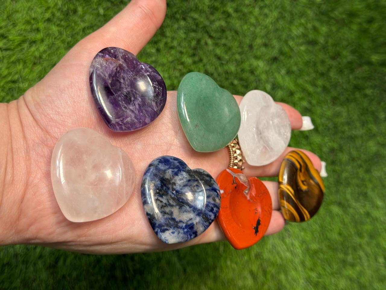 CaNatureLover - Wholesale Spiritual Stone/Crystal - 7 Chakra Heart Worry Stones 1.5 Inch | Palm Stone | Premium 3