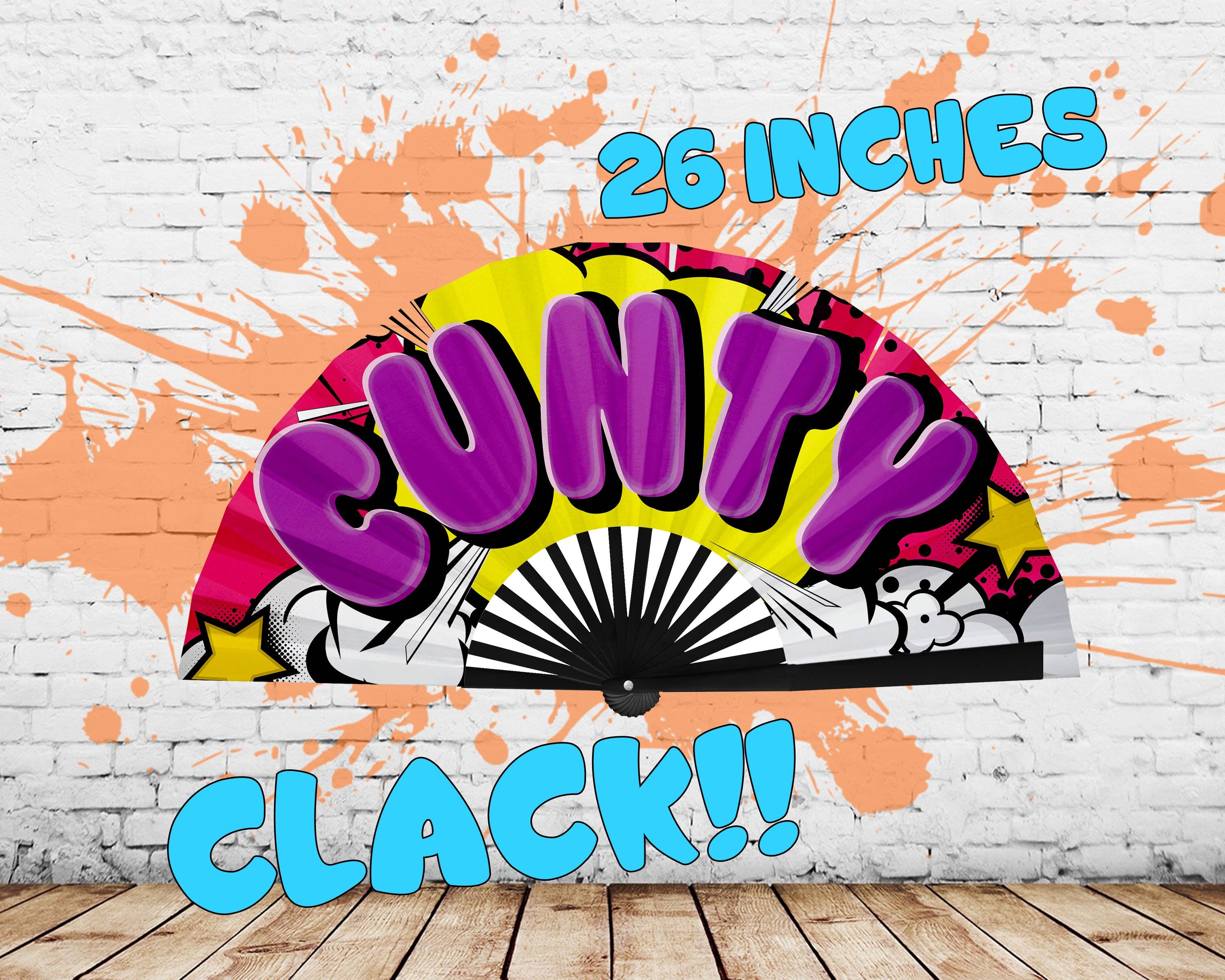 Expression Tees - Wholesale Handheld Folding Fan - Drag Queen Clack Fan, Cunty Fan, Pride Hand Fan, Fancy Fan, Line Dancing Folding Fan, Rave Fan - Large 26 Inch Foldable Fan2