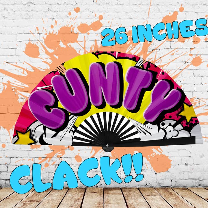 Expression Tees - Wholesale Handheld Folding Fan - Drag Queen Clack Fan, Cunty Fan, Pride Hand Fan, Fancy Fan, Line Dancing Folding Fan, Rave Fan - Large 26 Inch Foldable Fan2