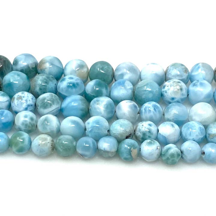 Akstar Gems – wholesale Pärlor – Larimar Pärlor, Ädelsten Pärlor, Äkta Dominikanska republiken Larimar Pärlor - AAA Quality Atlantis Stone, Karibiska stenpärlor, 7” Strand5