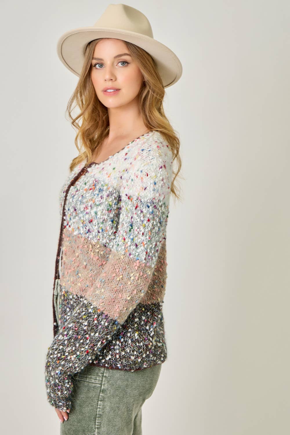 Mystree - Wholesale Cardigan - Women's - 61203 Melange Color Blocked Cardigan 12