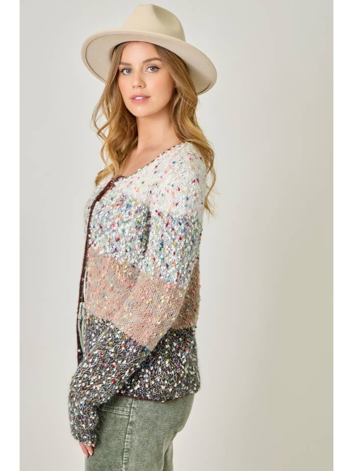 Mystree - Wholesale Cardigan - Women's - 61203 Melange Color Blocked Cardigan 12