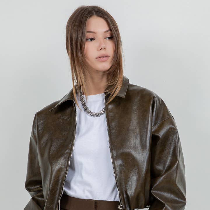 FAUX LEATHER ZIPUPbMOTO JACKET W/ MINI BUBBLE BOTTOM OPEN and other Purchase Wholesale side zip jacket. Free Returns & Net 60 Terms on Faire trending on Faire.