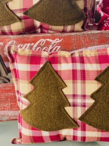 Christmas Pillow Vintage Wool Trees 9x12 Farmhouse Holiday for wholesale by A Gnome on the Roam